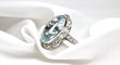 Bague 54.5 Bague de style Art Déco en platine avec diamants et aigue-marine centrale 58 Facettes