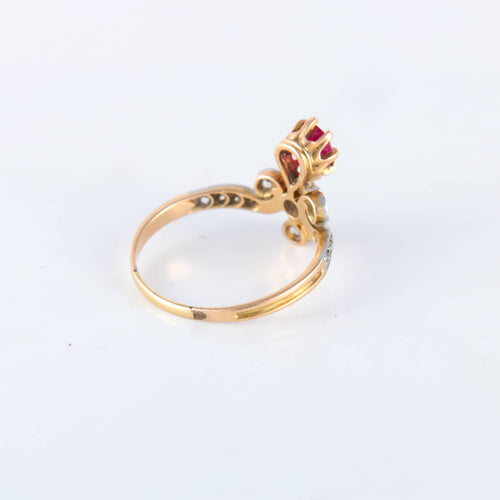 Bague 55.5 Bague Duchesse Diamants Rubis de synthèse 58 Facettes