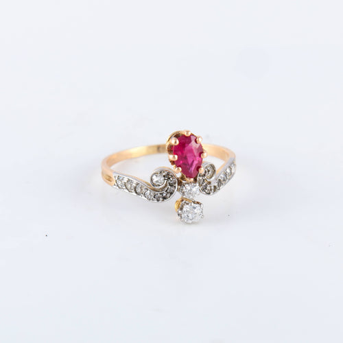 Bague 55.5 Bague Duchesse Diamants Rubis de synthèse 58 Facettes