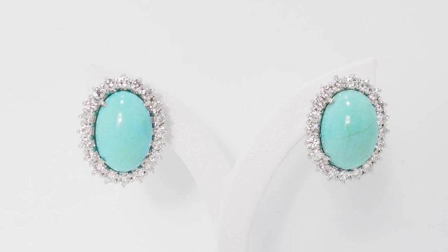 Boucles d'oreilles Boucles d'oreilles Turquoise Diamants 58 Facettes 32269