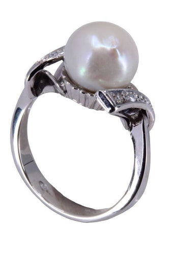 Bague BAGUE PERLE ET DIAMANTS 58 Facettes 076141