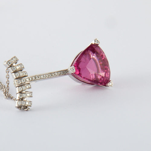 Collier Collier Or Gris Tourmaline Rose 58 Facettes