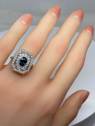 Bague Bague Art Deco en Or jaune, diamants et saphir 58 Facettes