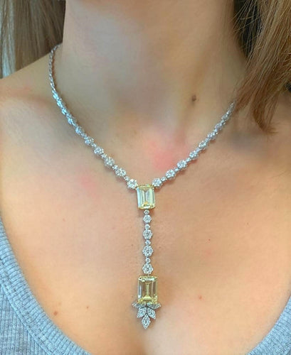 Collier Collier Or blanc Diamants et Pierres Jaunes 58 Facettes 20400000471