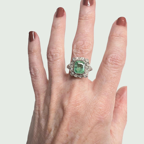 Bague BAGUE STYLE ART DÉCO EMERAUDE DIAMANTS 58 Facettes