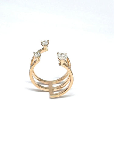 Bague Bague en or jaune et diamants forme poire 58 Facettes