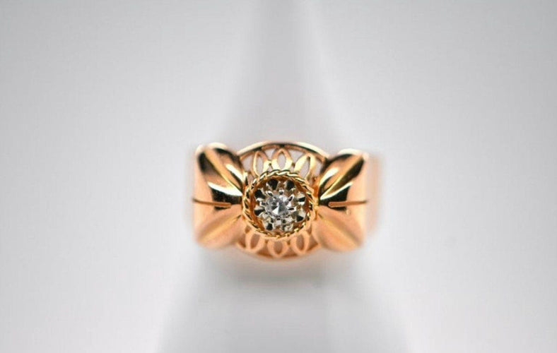 Bague 55.5 Bague Rétro Quartz Blanc Or Rose 58 Facettes