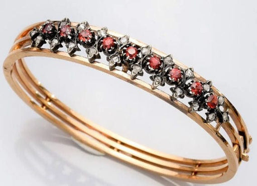 Bracelet Bracelet or 18 carats diamants et grenats époque Napoléon III 58 Facettes #0006