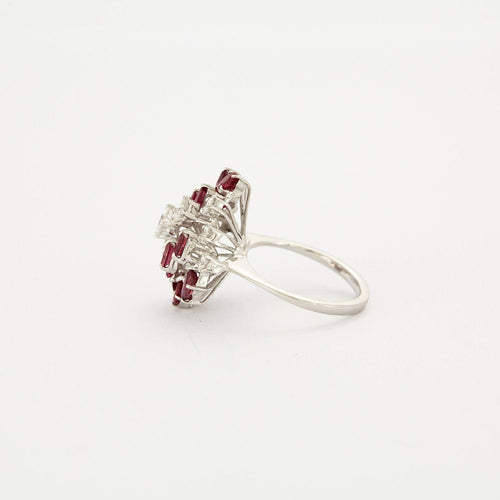 Bague 52 Bague Or  blanc Diamants Rubis 58 Facettes