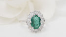 Ring 53 Daisy ring White gold Emerald Diamonds 58 Facettes 32514