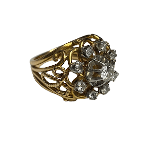 BAGUE ANCIENNE OR JAUNE DIAMANTS 8718535524681 58 Facettes