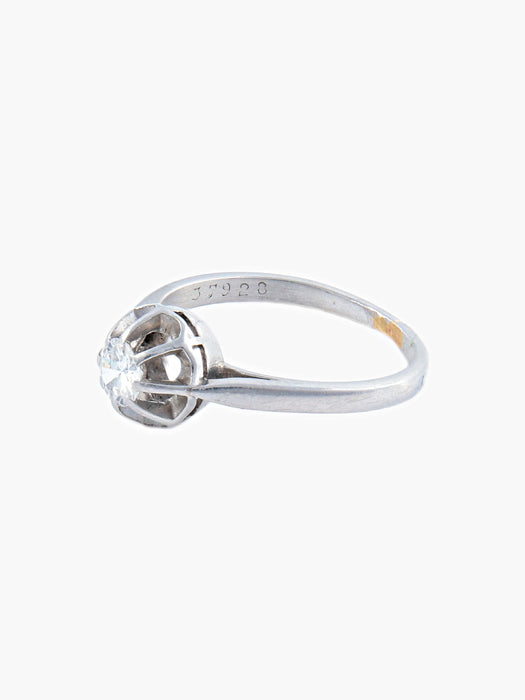 Bague 49.5 BAGUE PLATINE SOLITAIRE DIAMANT STYLE RETRO 58 Facettes