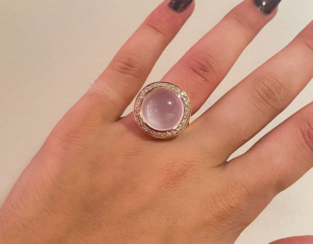 Bague 52 Bague Tourmaline rose cabochon 58 Facettes
