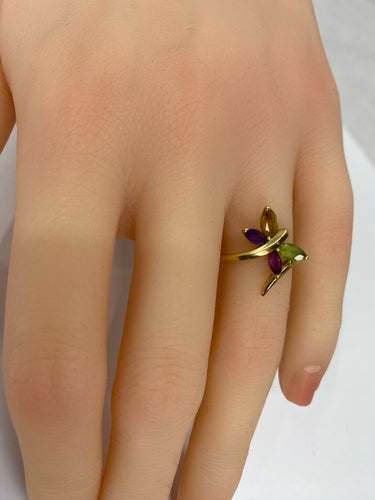 Bague 51 Bague papillon en or jaune & pierres fines 58 Facettes