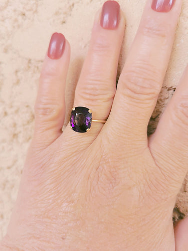 Bague Bague Spinelle mauve en Solitaire Or Jaune 58 Facettes AA 1497