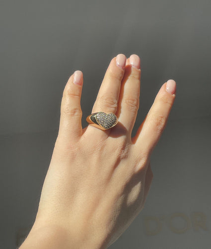 Bague Bague Motif Coeur en Or Jaune et Diamants 58 Facettes