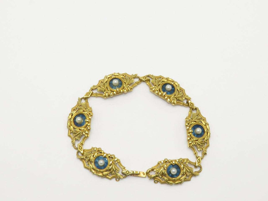 Bracelet Bracelet Art Nouveau Or Email et Perles 58 Facettes