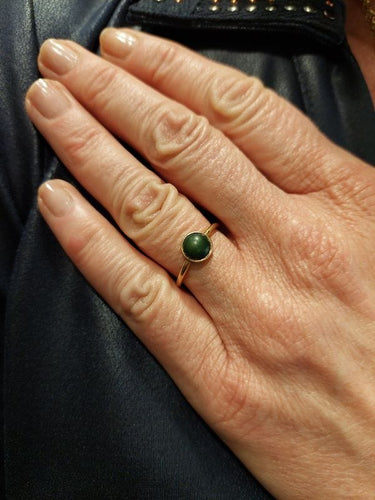 Bague BAGUE ANCIENNE AGATE VERTE 58 Facettes 074781