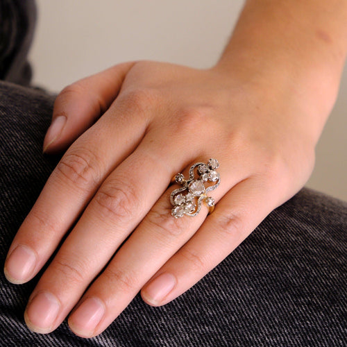 Bague 53 Bague Marquise volutes Diamants 58 Facettes