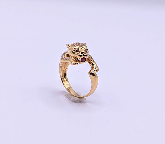 Bague Bague panthère en or et pavage diamants 58 Facettes