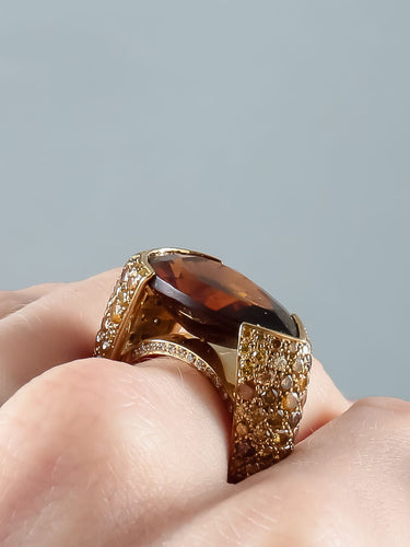 Bague 52 Bague Tourmaline cuivrée Diamants 58 Facettes