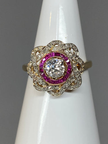 Bague Bague diamants et rubis 58 Facettes