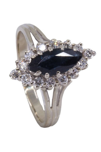 Bague BAGUE MARQUISE OR BLANC SAPHIR ET DIAMANTS 58 Facettes 077511