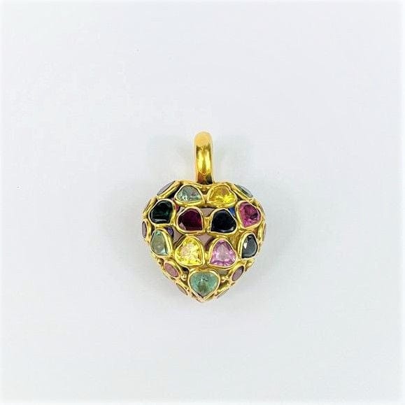 Pendentif Pendentif Coeur Or Jaune & Pierres Colorées 58 Facettes 20400000523