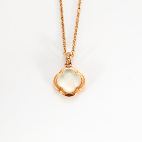 Collier Collier Trèfle Quartz Rose 58 Facettes 002.689