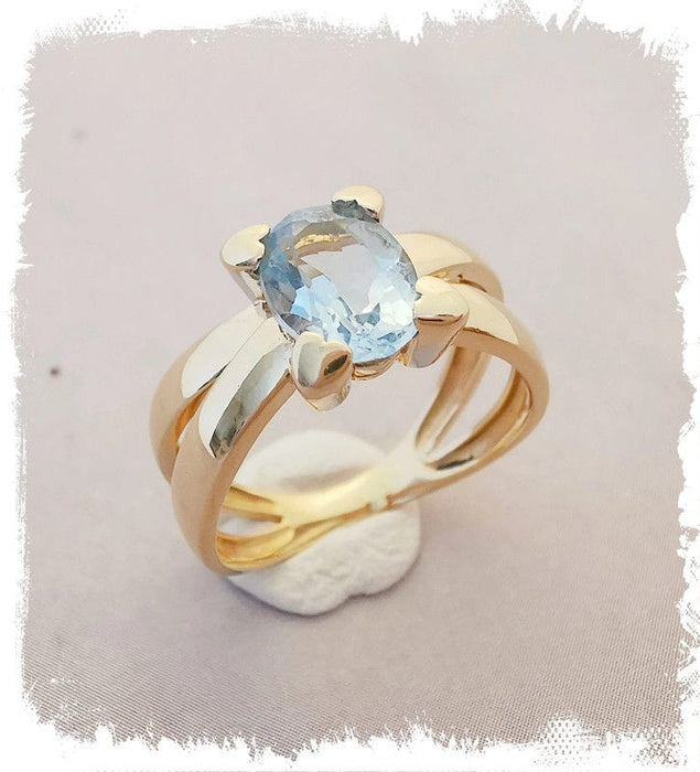 Bague Bague Topaze bleue Or Jaune 58 Facettes AA 1395