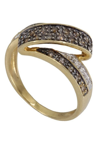 BAGUE MODERNE DIAMANTS CHAMPAGNE ET BLANCS 58 Facettes 060431