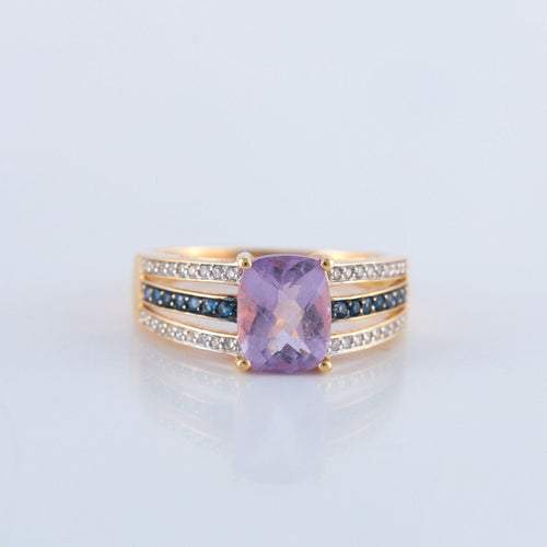 Bague 56 Bague Améthyste Saphirs Diamants 58 Facettes JE81
