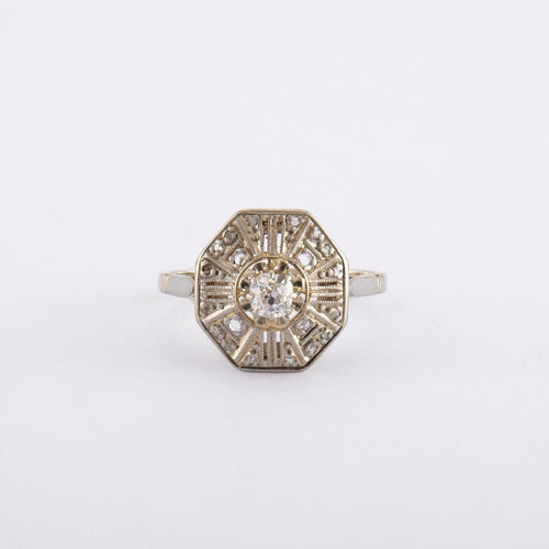 Bague 52 Bague Art Déco diamants 58 Facettes