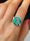 Bague 55 Bague en or blanc 18k sertie d’une émeraude et diamants 58 Facettes