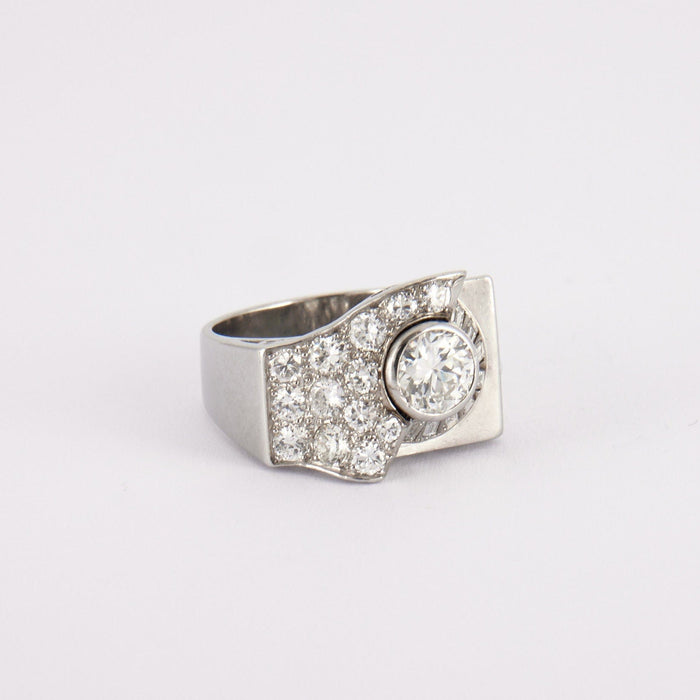 Bague 52.5 Bague en platine, diamants 58 Facettes