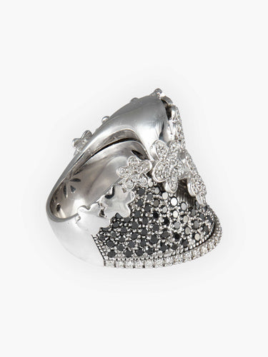 Bague Bague Pavage Diamants noirs et blancs 58 Facettes HS16206