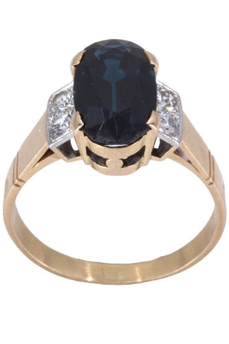 Bague 58 BAGUE ANCIENNE SAPHIR ET DIAMANTS 58 Facettes 072451