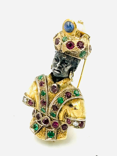 Broche Broche « Maure » Rubis Emeraudes Saphirs Diamants Perle 58 Facettes