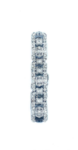Bracelet Bracelet Art-Deco, or, platine et diamants 58 Facettes