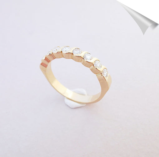 Bague 58 Bague Demi Alliance Diamants 0,60 ct Or Jaune 58 Facettes AA 1534