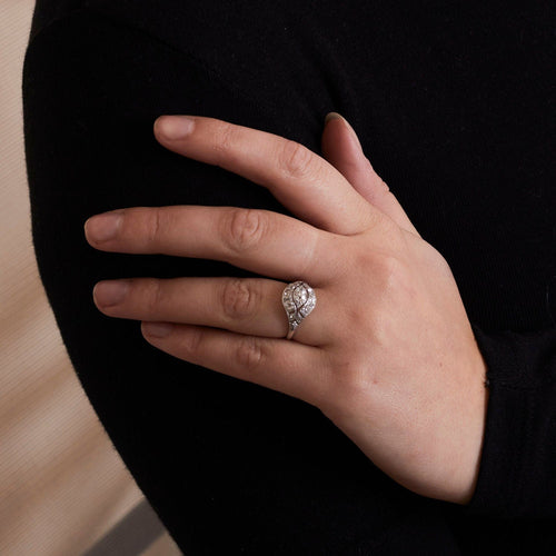 Bague 51 Bague Art Déco Diamants Platine 58 Facettes