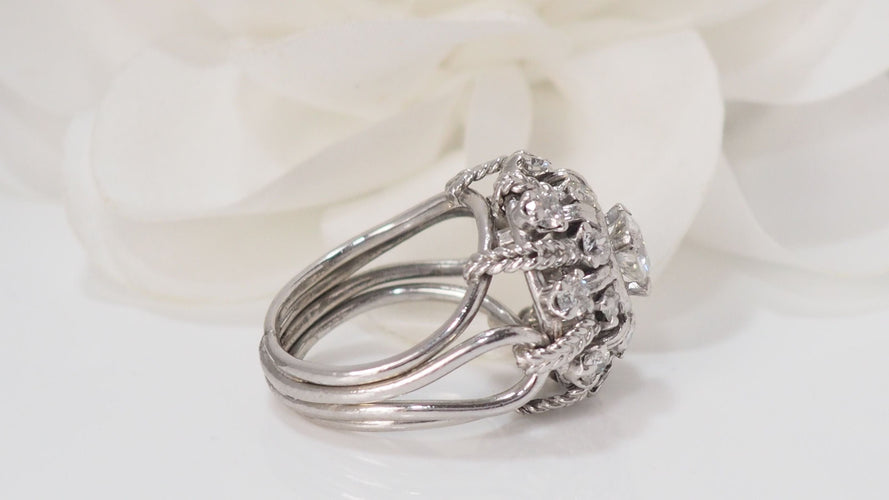 Bague 50 Bague entourage Vintage en Palladium et diamants 58 Facettes 29680