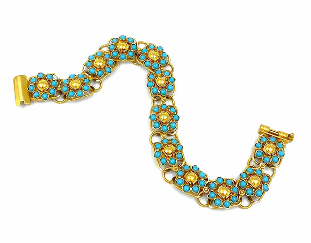 Bracelet Bracelet ethnique en or jaune et turquoises 58 Facettes
