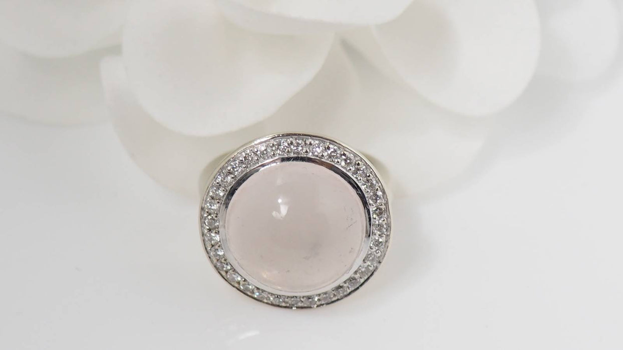 Bague Bague en blanc, quartz rose et diamants 58 Facettes 31048