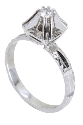 Bague 50 SOLITAIRE MODERNE DIAMANT 0.11 CARAT 58 Facettes 055911