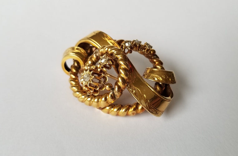 Broche Broche époque Napoléon III Or jaune Diamants 58 Facettes