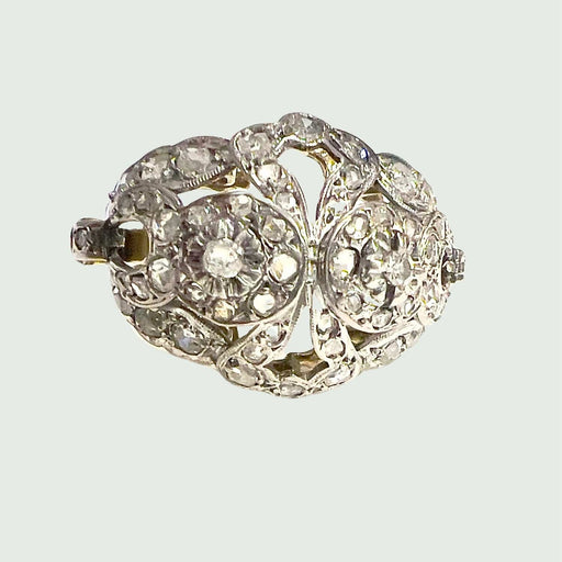 Ring 1930s Art Deco designer ring in gold and platinum with diamonds 58 Facettes Q951A (909)