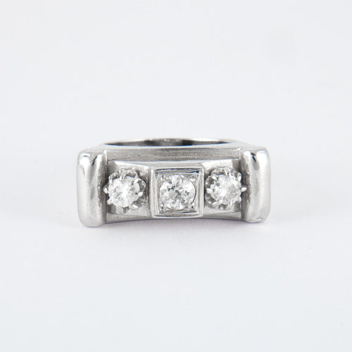 Bague 59 Bague Trilogie Or blanc Diamants 58 Facettes