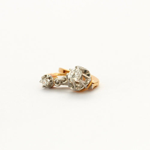 Boucles d'oreilles Dormeuses diamants or jaune et platine 58 Facettes