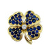 Brooch Yellow gold, sapphires and diamond clovers brooch 58 Facettes